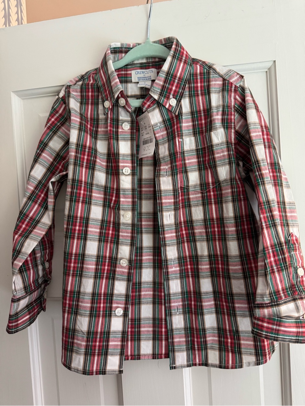 NWT Crewcuts Red and Green Plaid Button-Down Shirt